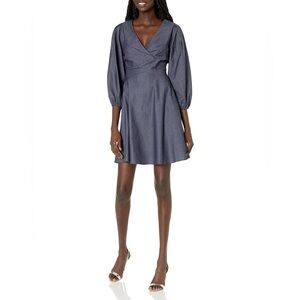 Shoshanna Kiora Denim Chambray Puff Sleeve Mini Dress Size 4